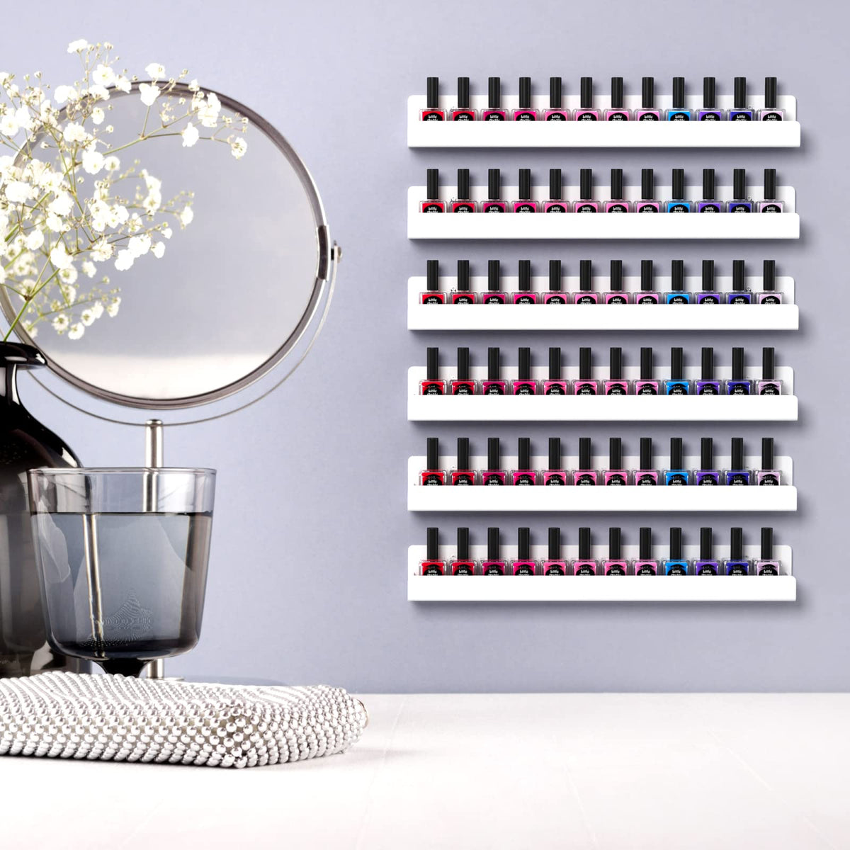 FEMELI nail polish wall rack easy-assembly with included hardware