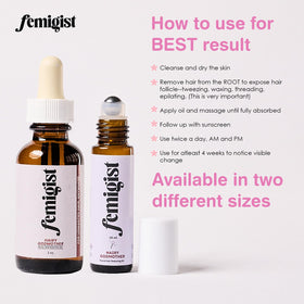 Femigist Hairy Godmother Oil hints at gradual, gentle results.