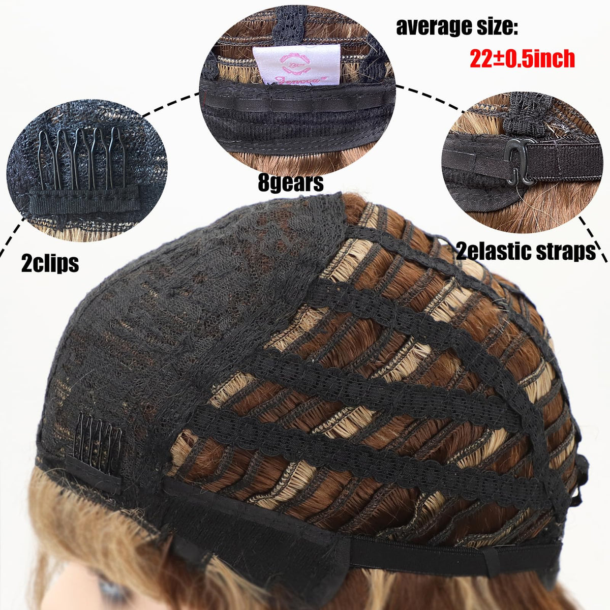 Fencca brown highlights long curly wig natural shine and silky texture.
