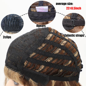 Fencca brown highlights long curly wig natural shine and silky texture.
