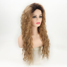 Fencca honey blonde wig with brown highlights for versatile styling