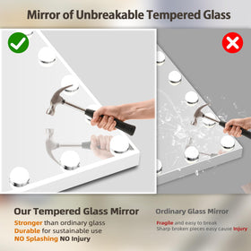 FENCHILIN vanity mirror with lights side view highlighting ample grooming space