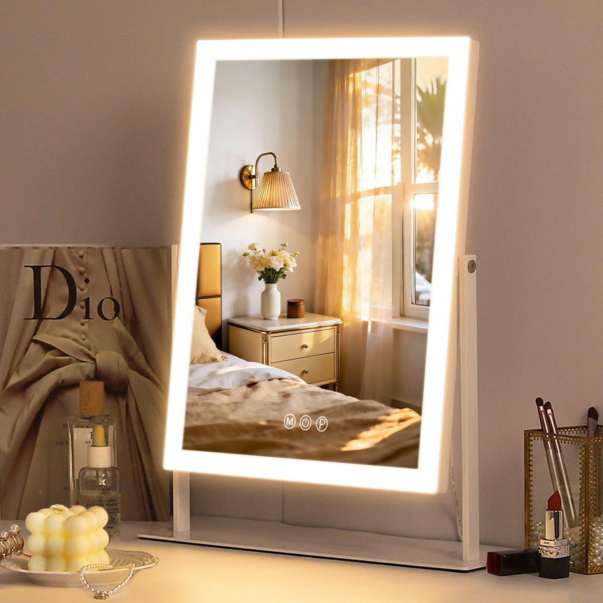 Fenchilin vanity mirror with lights front view for even makeup lighting