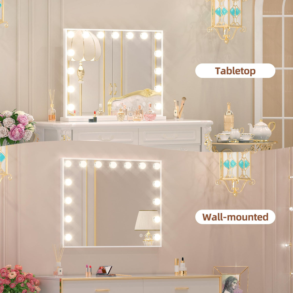 Fenchilin vanity mirror with three lighting modes.