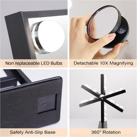 Fenchilin vanity mirror detachable 10x magnification for close-up makeup detail.