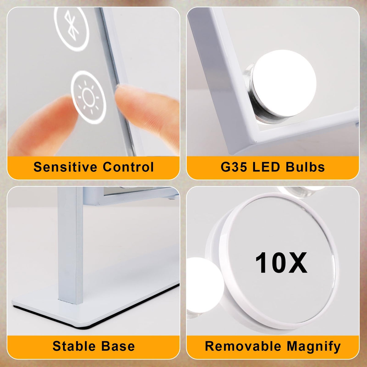 FENCHILIN vanity mirror HD surface for clear reflection and makeup accuracy.
