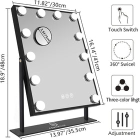 Close-up of Fenchilin vanity mirror LED bulbs highlighting bright, even illumination for precision.