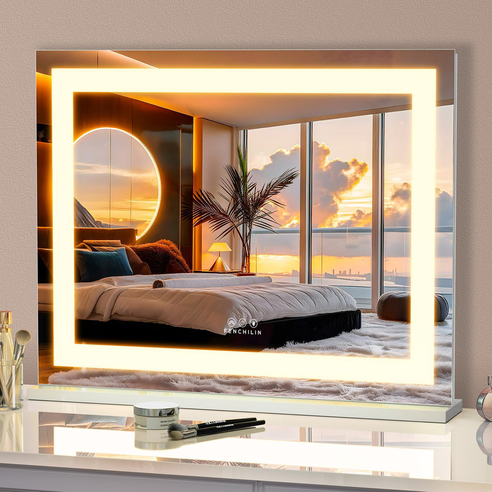 FENCHILIN vanity mirror with 23x18 backlit and front lit makeup lighting
