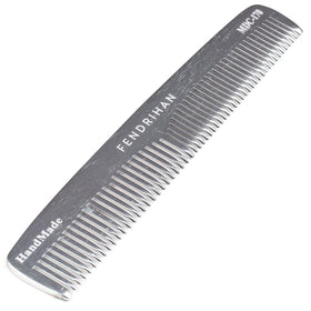 Fendrihan double-tooth comb top view highlights durable metal build for on-the-go grooming