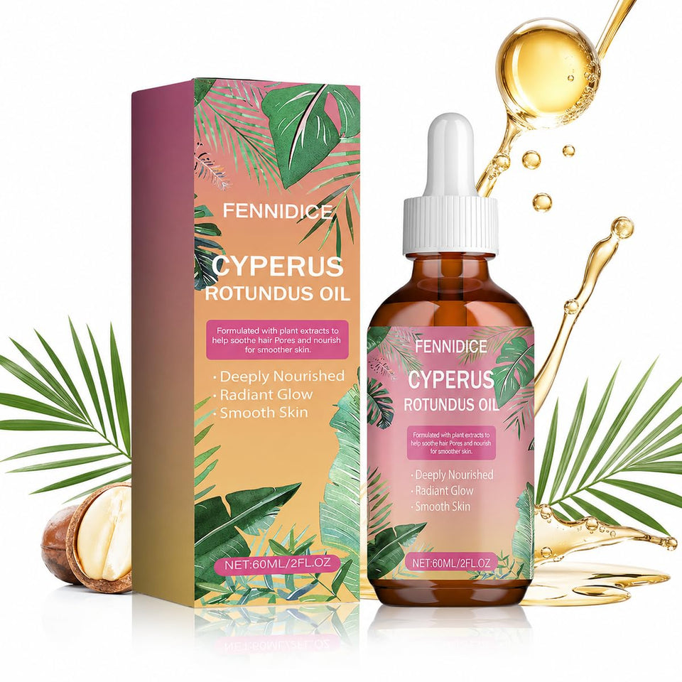 FENNIDICE Cyperus Rotundus oil bottle shows pure, undiluted essential oil for smoother skin