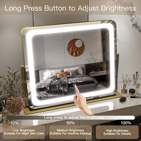 FENNIO Gold vanity mirror offers 360-degree rotation for flexible angles.