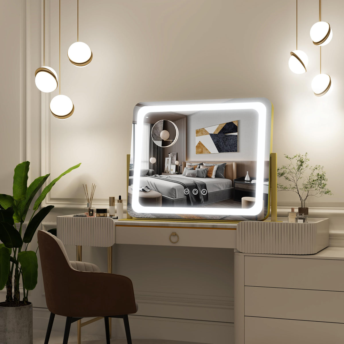 FENNIO Gold vanity mirror shatter-proof membrane protects the glass surface.