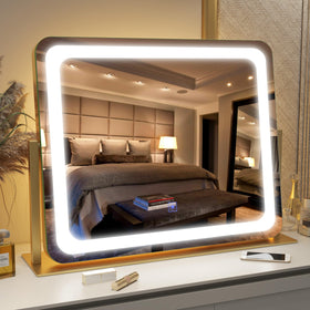 FENNIO Gold vanity mirror tabletop design fits desks and dressers.