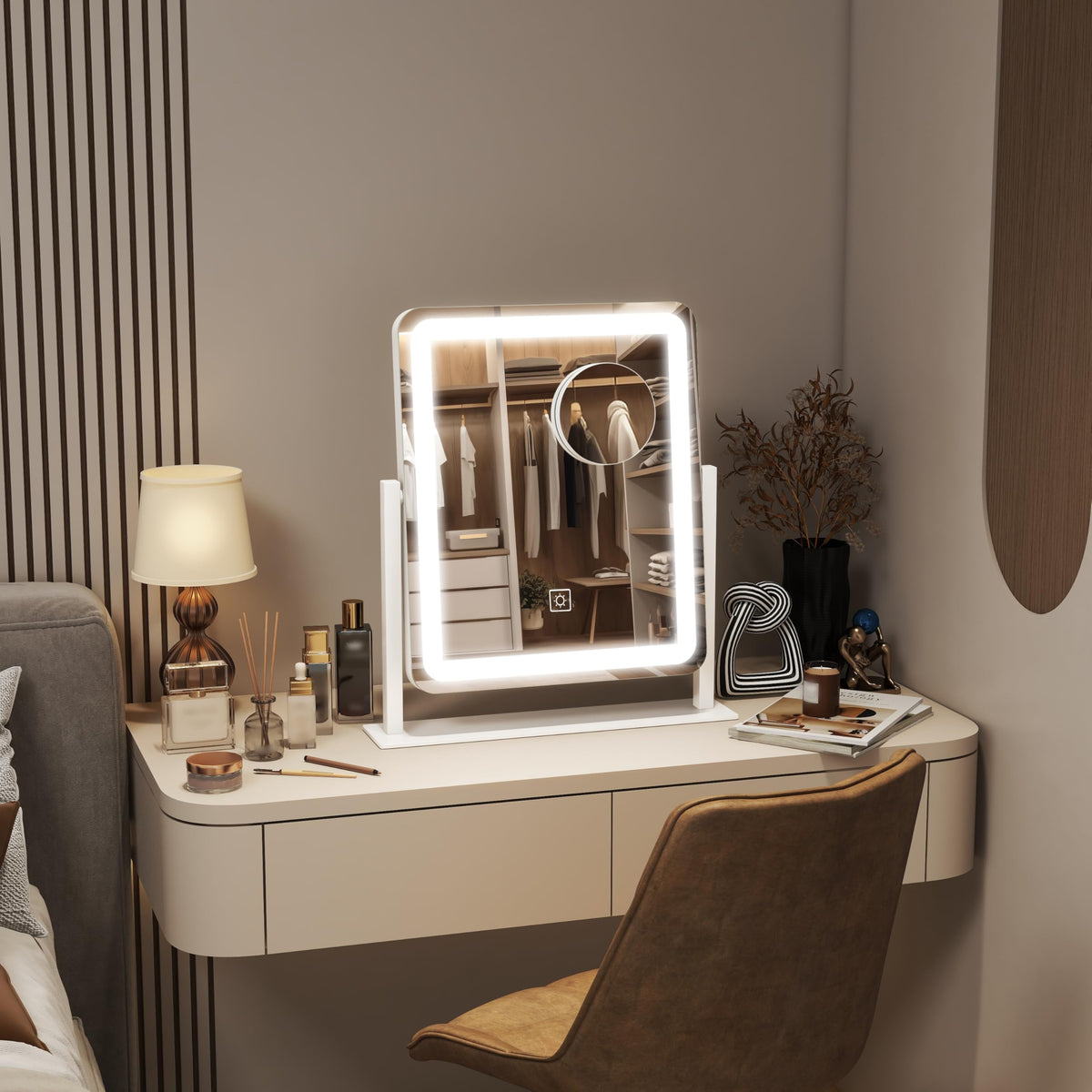 Ideal for vanity desks and tabletops, blending style with function.