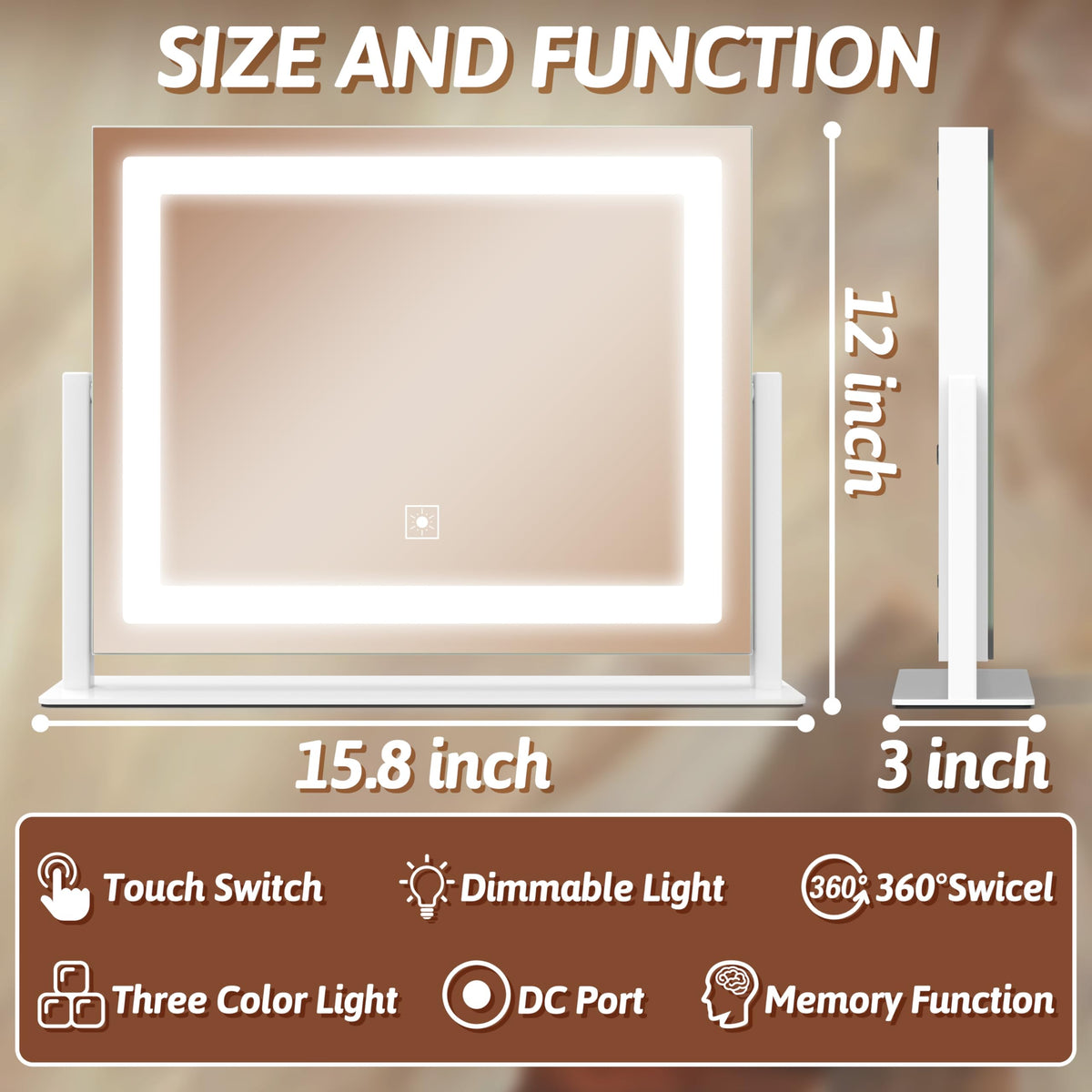 FENNIO vanity mirror 10x magnification for detail work