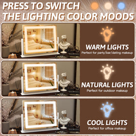 FENNIO vanity mirror three color lighting settings for true-tone makeup