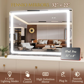 FENNIO vanity mirror 3 color lighting modes from cool to warm