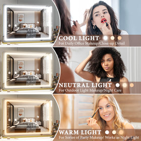 FENNIO vanity mirror 32x22 LED lighting modes enable accurate color matching