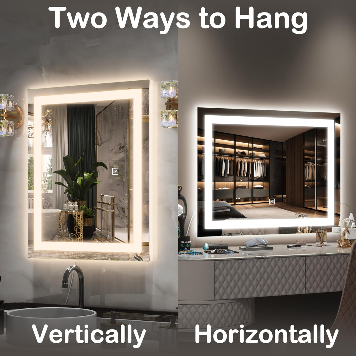 FENNIO vanity mirror adjustable brightness for precise visibility.