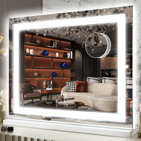 FENNIO vanity mirror with LED lights for a wide, clear makeup view.