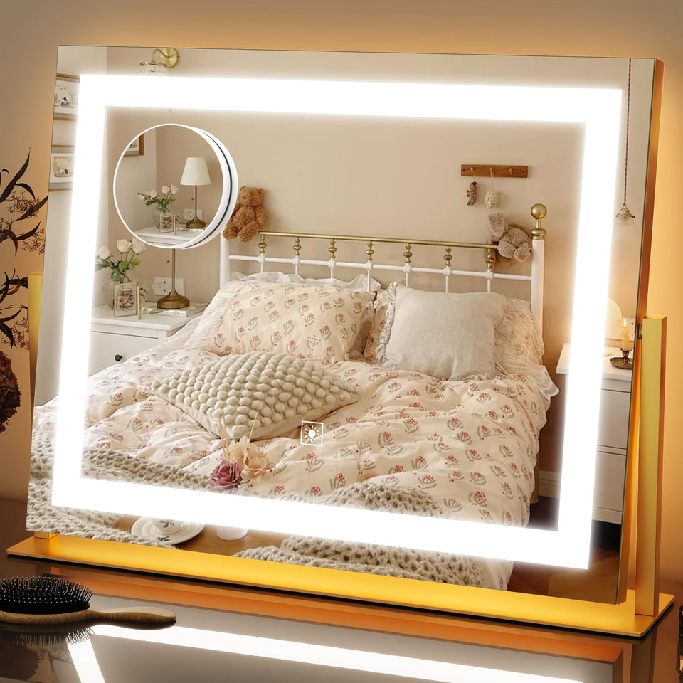 FENNIO vanity mirror with lights 22x18 inches for precise makeup framing