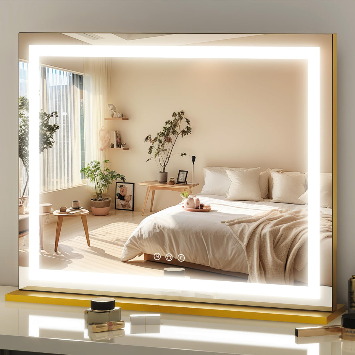 FENNIO vanity mirror with lights, 23x18 inches, for precise makeup application