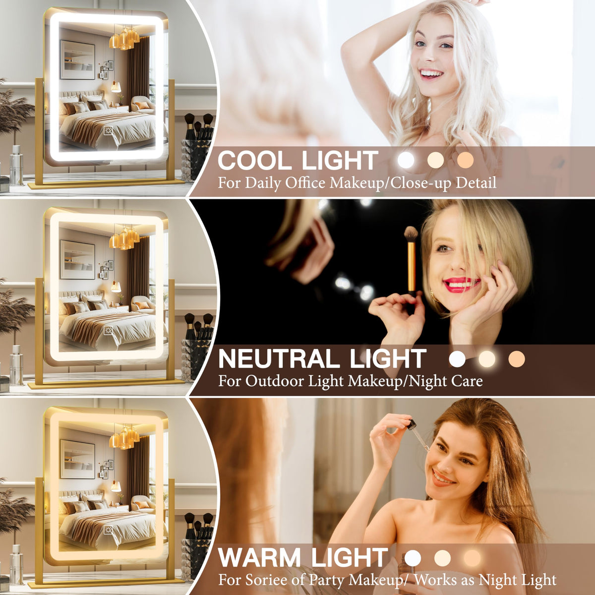 FENNIO vanity mirror lights tilt-angle feature for perfect viewing from any angle