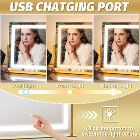 FENNIO vanity mirror with smart touch controls for color change and brightness