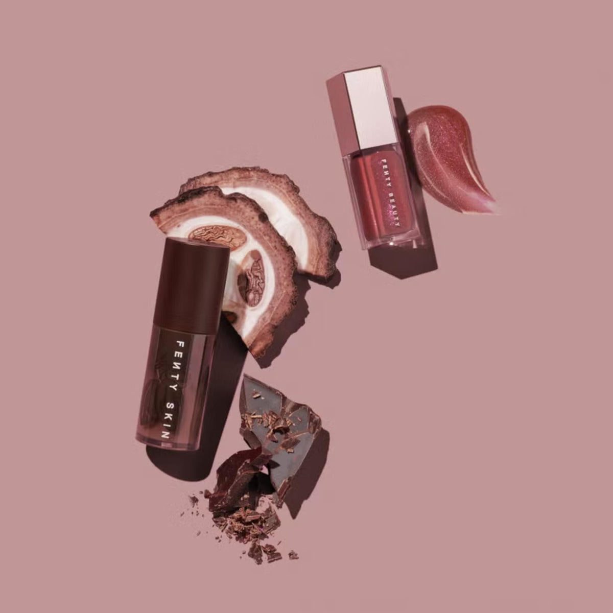 Swatch of Hot Chocolit shade showing warm lip color on skin