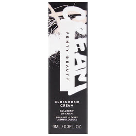 Fenty Beauty Gloss Bomb Color Drip 02 portrait angle emphasizes fuller-looking lips.