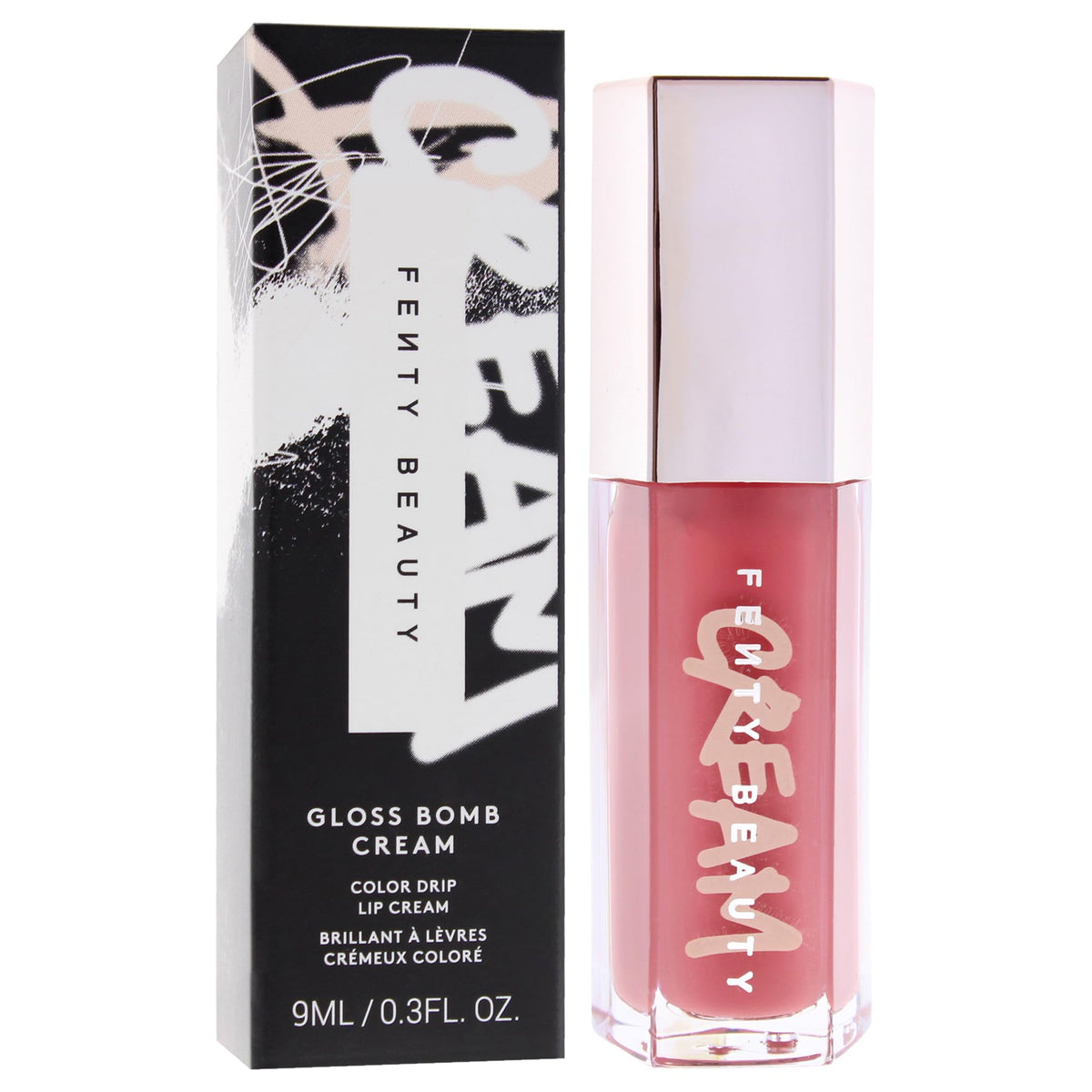 Fenty Beauty Gloss Bomb Color Drip 02 lip swatch highlights high-pigment color.
