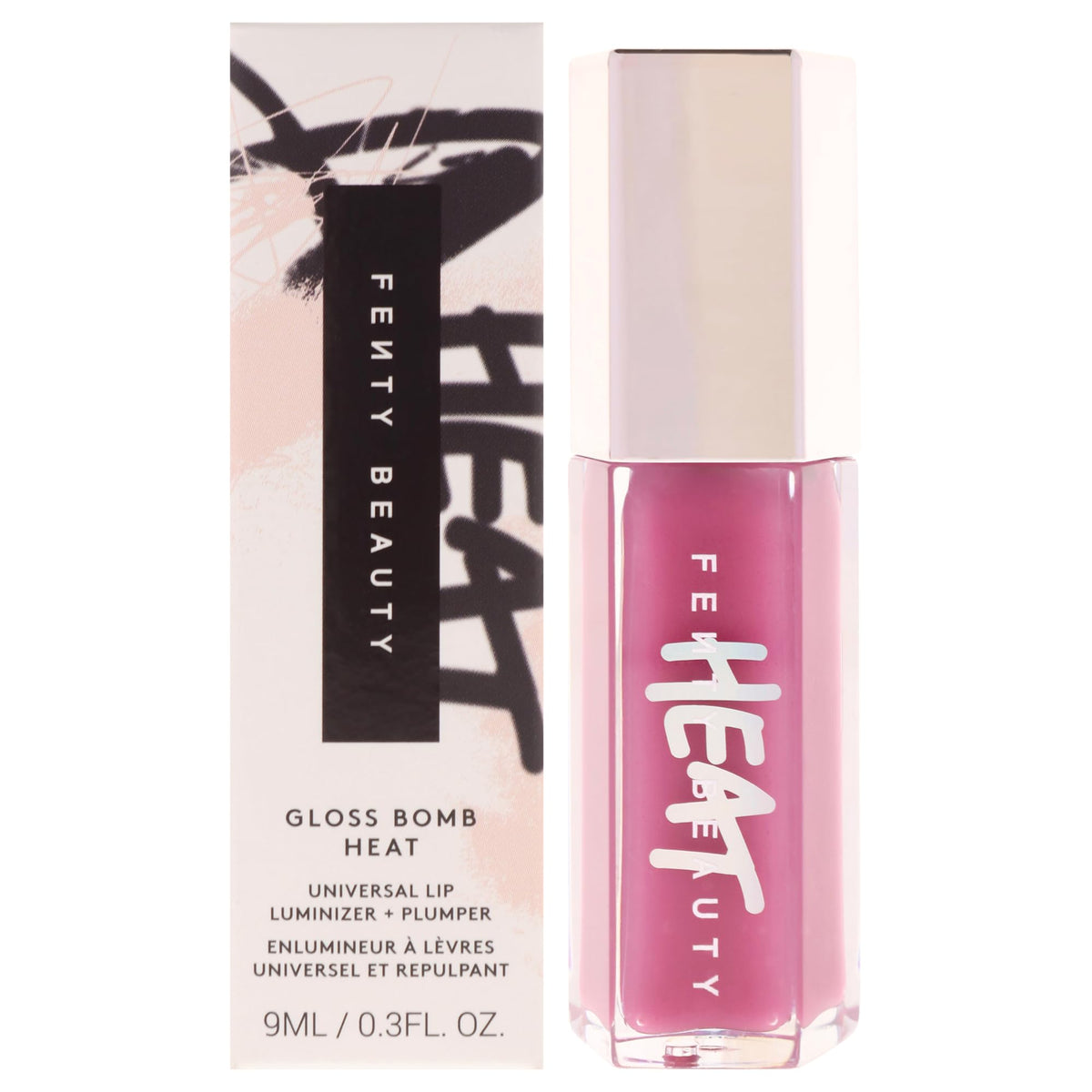 Fenty Beauty Gloss Bomb Heat Lavender Savage bottle delivering rich, glossy shine.