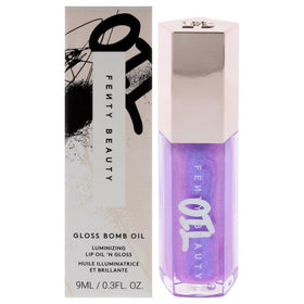 Fenty Beauty Gloss Bomb Luminizing Lip Oil 02 Miss Jellyfish bottle pour adds hydrating shine.