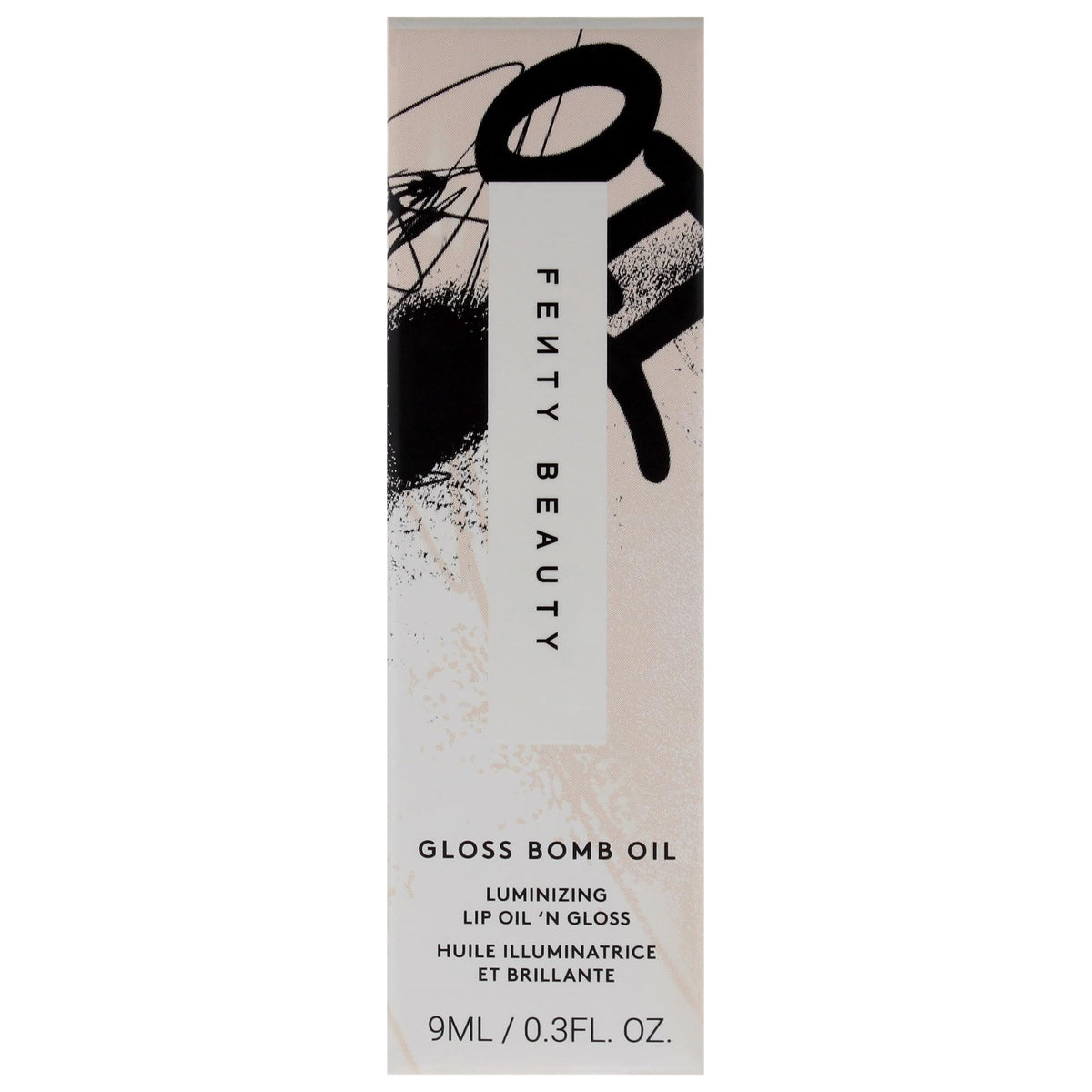 Fenty Beauty Gloss Bomb Luminizing Lip Oil 02 Miss Jellyfish lip-swatch demonstrates sheer pink glow.