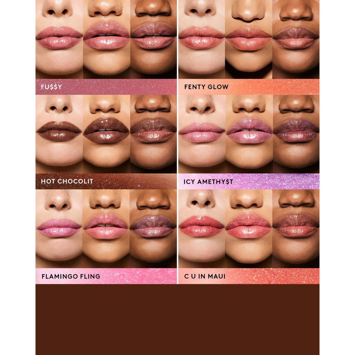 FENTY BEAUTY Gloss Bomb Stix closeup shows shimmering finish