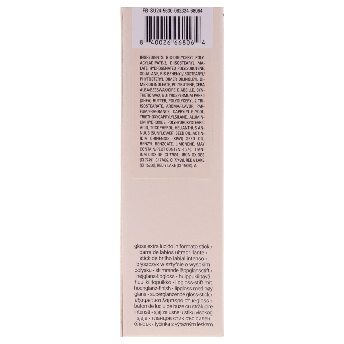 Fenty Beauty Gloss Bomb Stix High Biscus on lips shows bold glossy finish