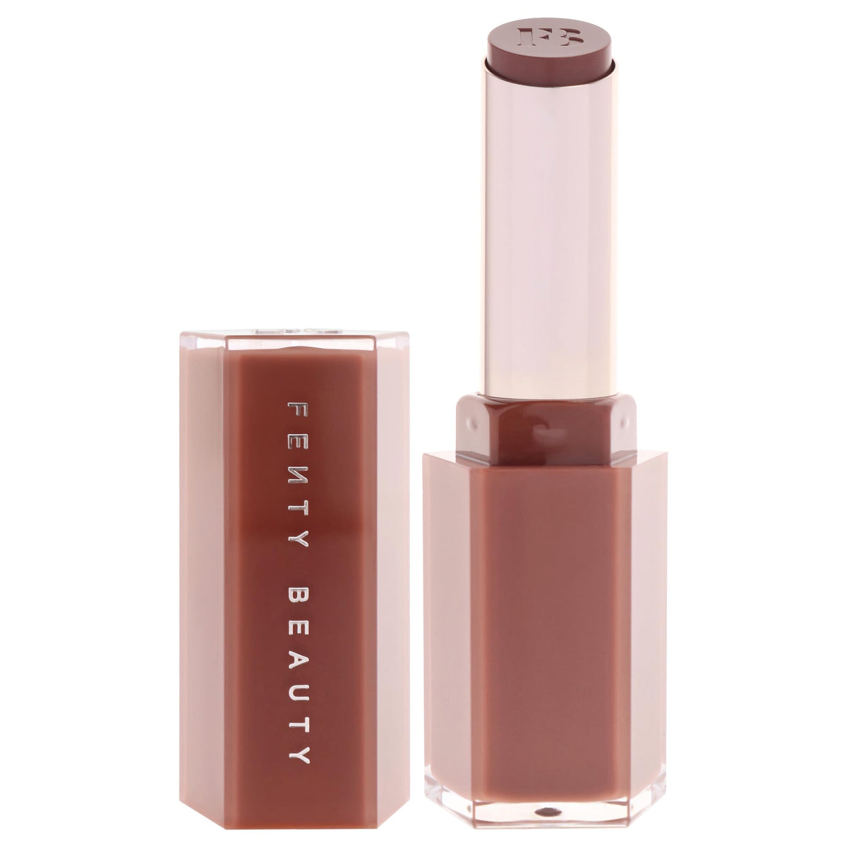FENTY BEAUTY Gloss Bomb Stix Rose Amber close-up creamy glide for smooth lips