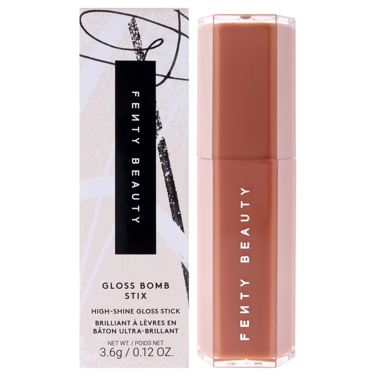 Fenty Beauty Gloss Bomb Stix Spice Cold close-up swatch with luminous shine
