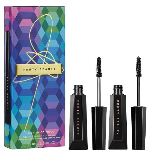 Fenty Beauty Hella Thicc Thicc mascara duo front packaging highlights bold volume for dramatic lashes.