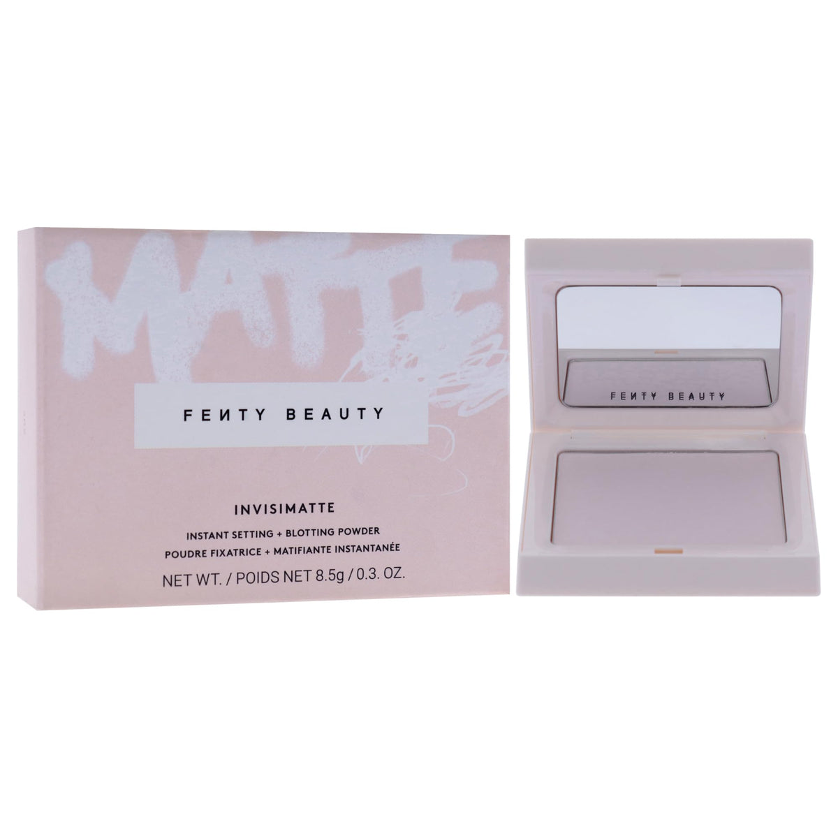 FENTY BEAUTY Invisimatte universal shade swatch across skin tones for blending.