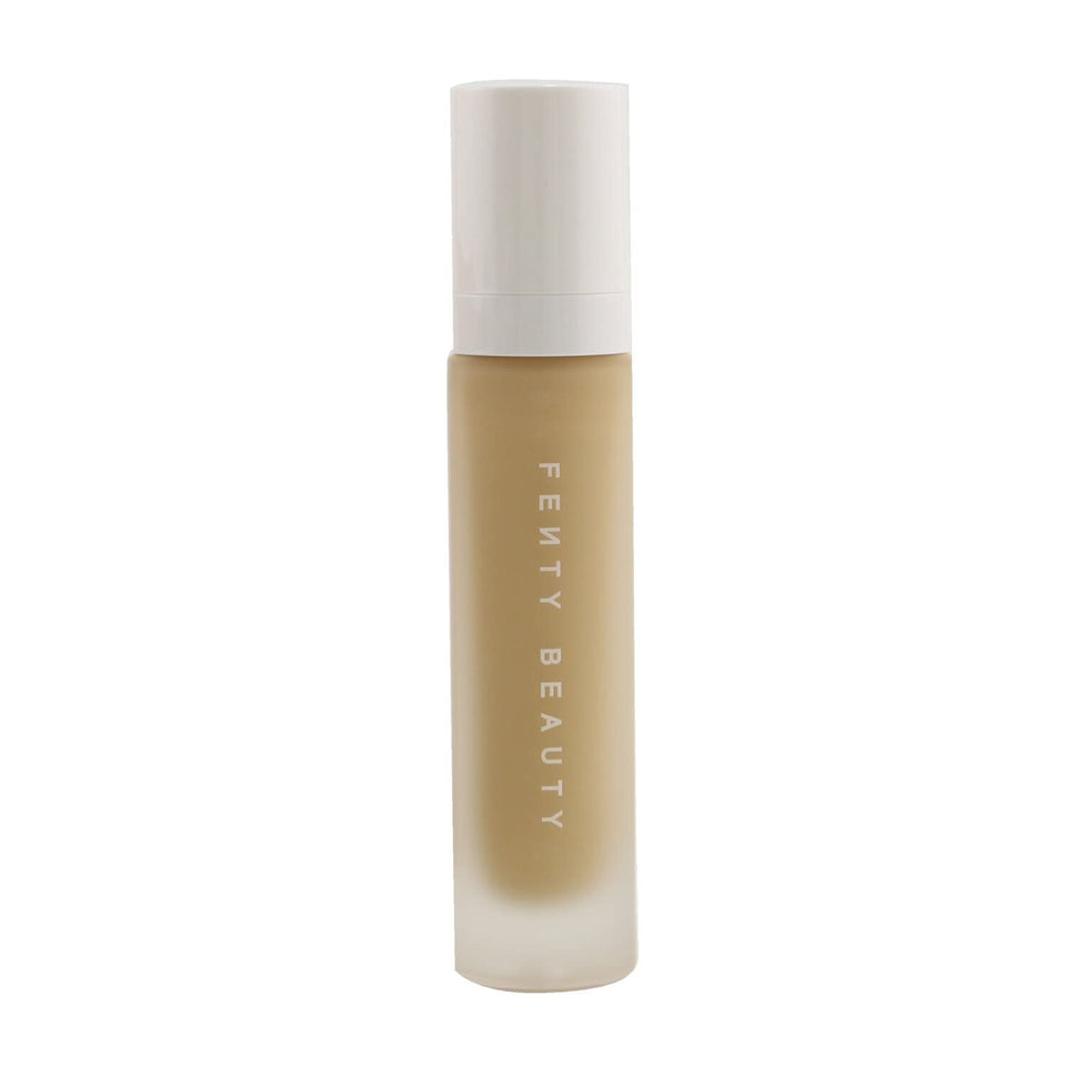 Fenty Beauty Pro Filt'r Soft Matte foundation bottle close-up, showcasing long-wear, oil-free performance.