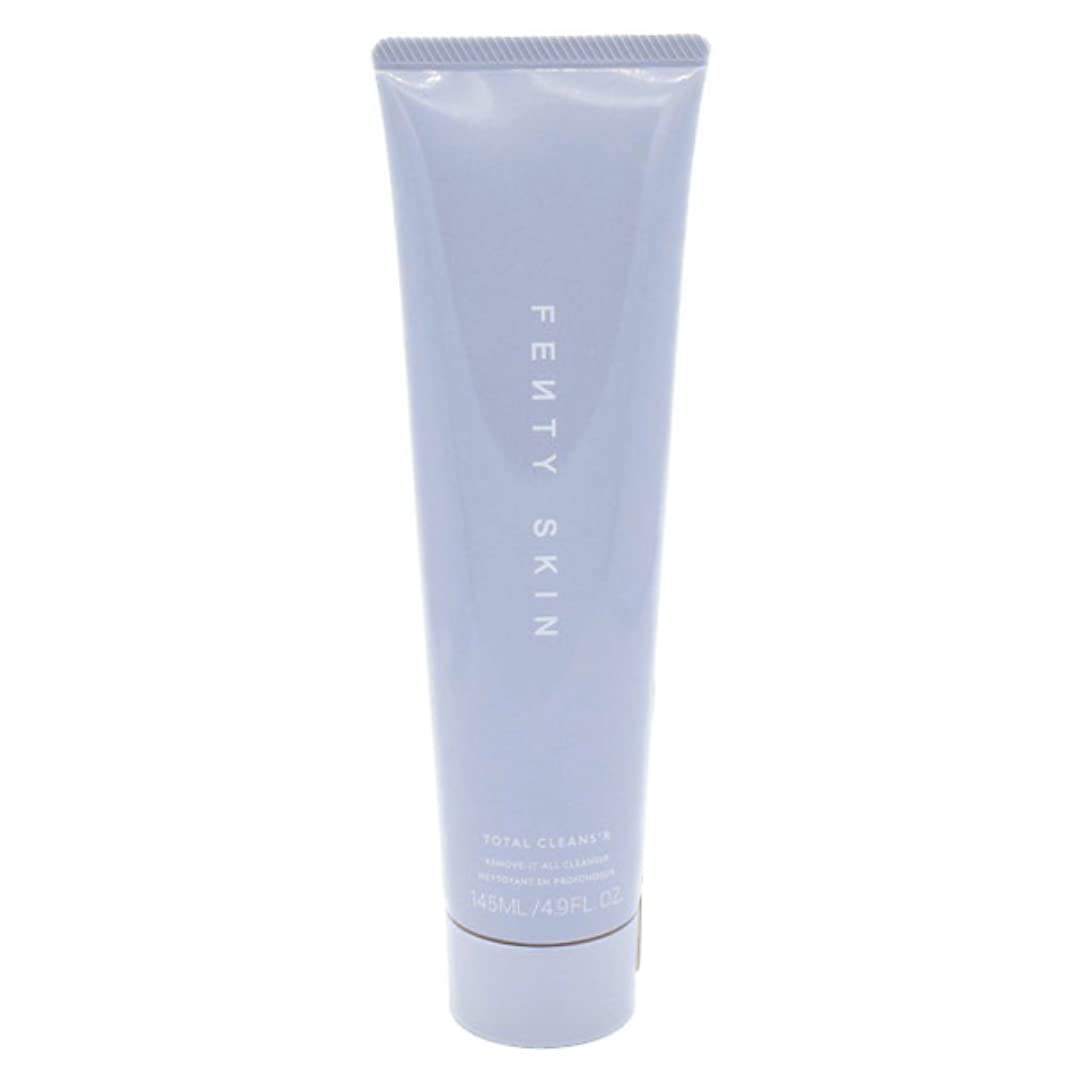 Fenty Beauty Total Clean'r bottle on a bathroom counter for daily makeup removal.