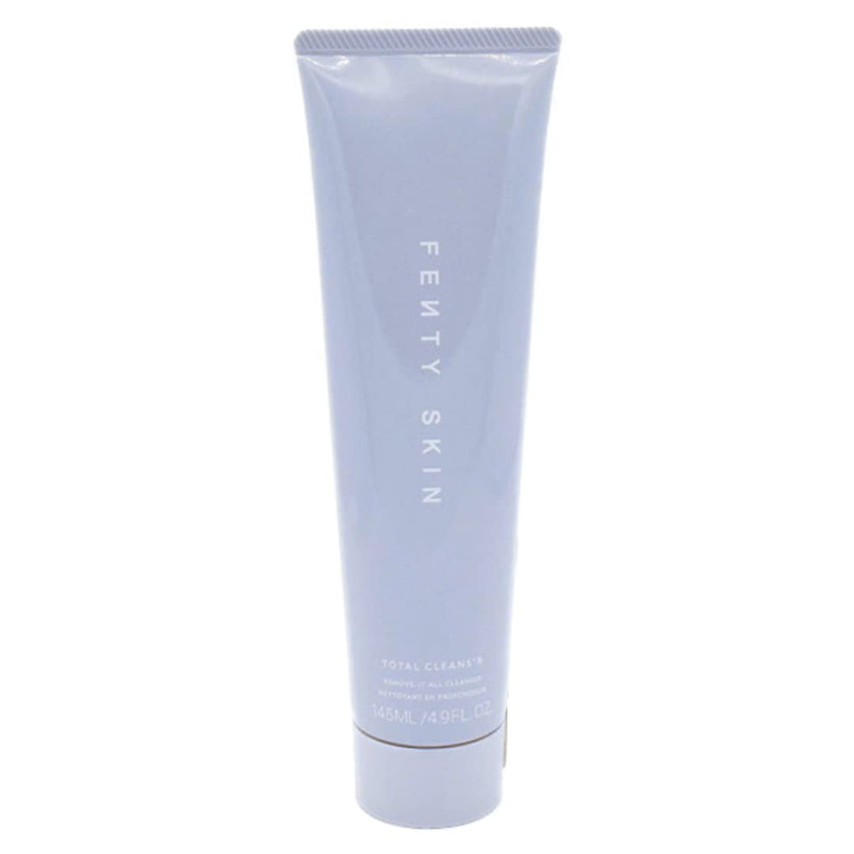 Fenty Beauty Total Clean'r bottle on a bathroom counter for daily makeup removal.