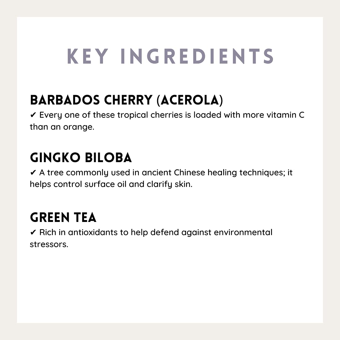 Fenty Beauty Total Cleans'r key ingredients display Barbados Cherry and Green Tea