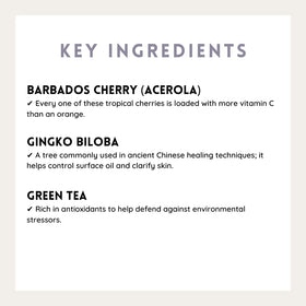 Fenty Beauty Total Cleans'r key ingredients display Barbados Cherry and Green Tea