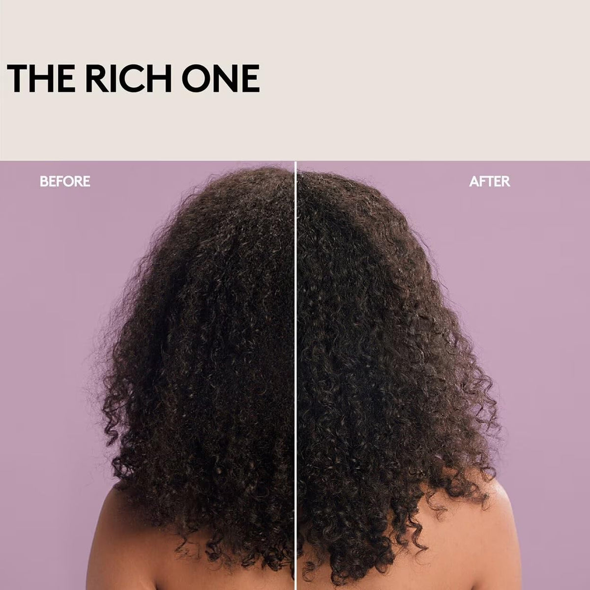 Hair close-up showing smooth, detangled strands after washing with Fenty Hair Rich One Moisture Repair Shampoo.