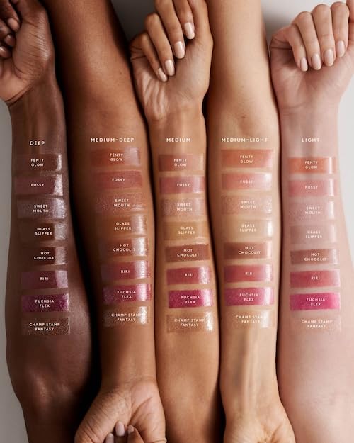 FENTY RIRI Lip Gloss bottle closeup highlights shimmering radiant finish