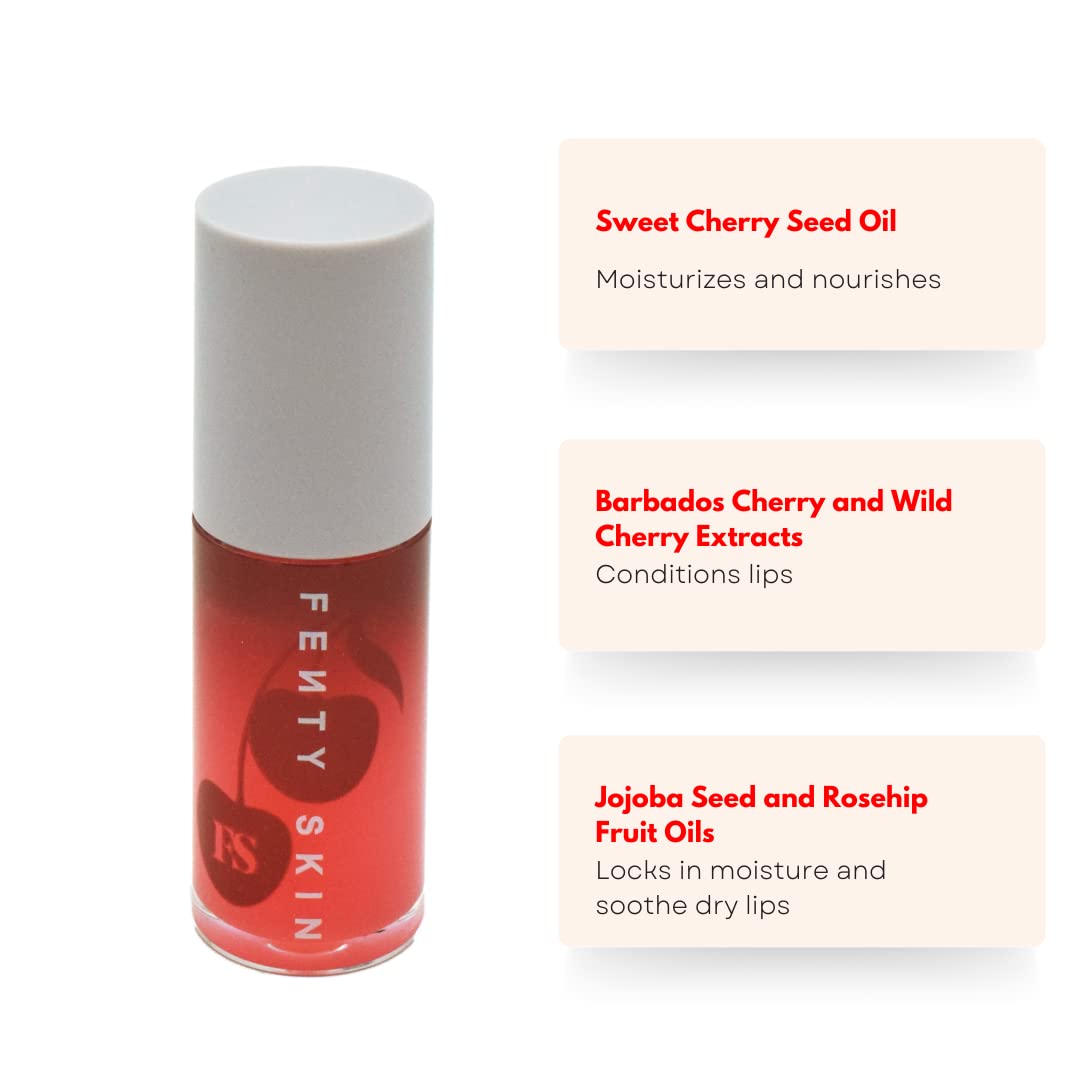 Fenty Skin Cherry Treat being applied to lips for moisture.
