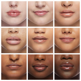 Fenty Skin Cherry Treat lips with a subtle cherry gloss shine.