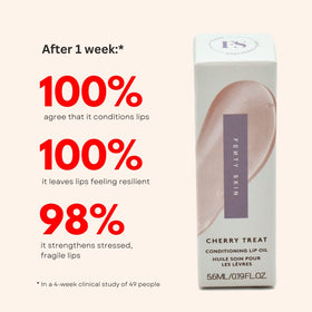 Fenty Skin Cherry Treat plant-based formula highlighted on packaging.